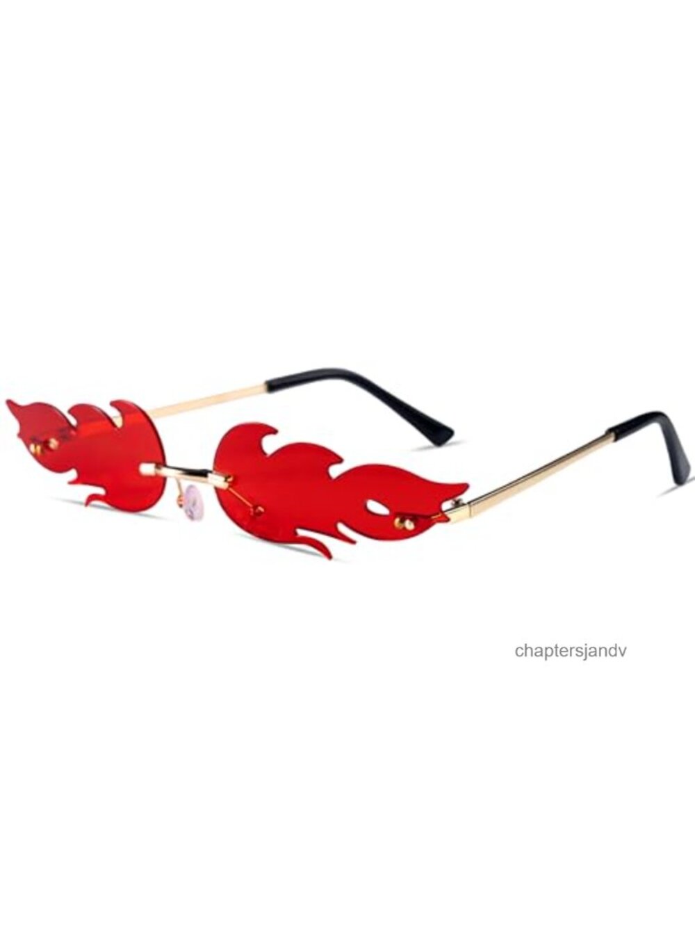 Rimless Flame Shaped Sunglasses Metal Frame Polycarbonate Lenses Halloween